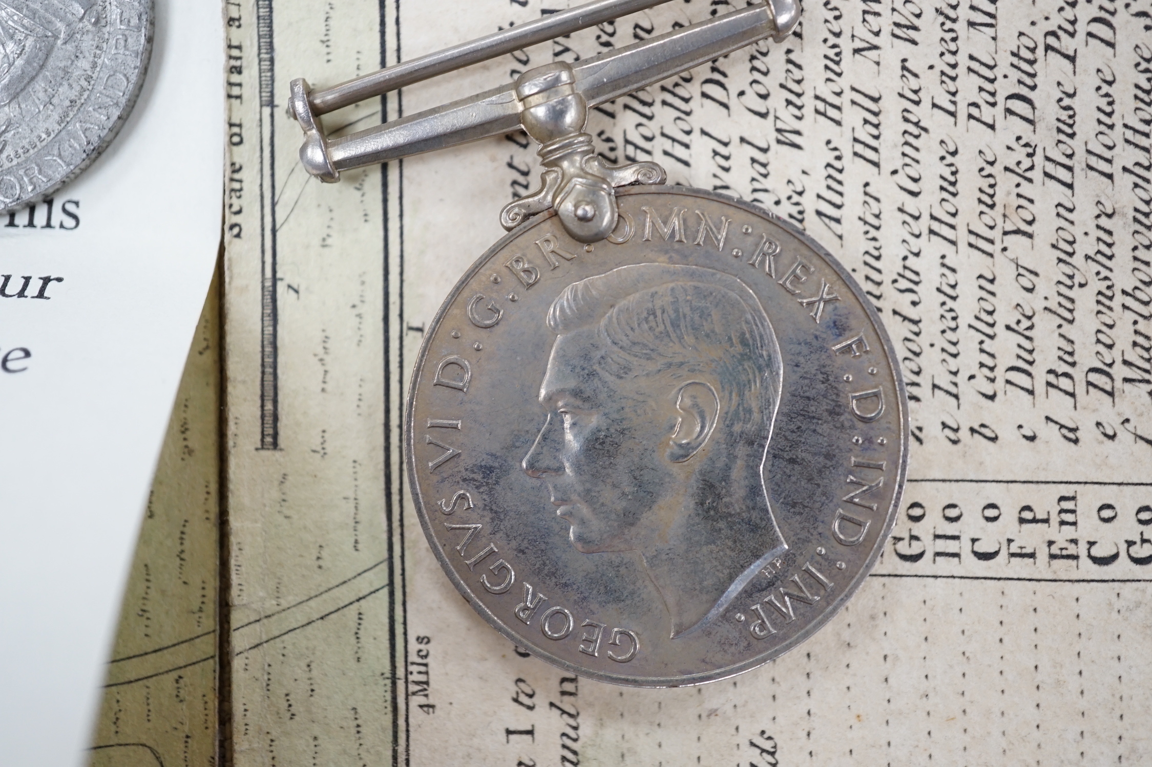 Miscellaneous medals, three stick pins, two George III indentures